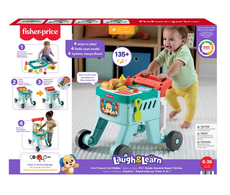 FISHER PRICE EĞLEN VE ÖĞREN 4'Ü 1 ARADA ALIŞVERİŞ SEPETİ VE YÜRÜTEÇ JLM95